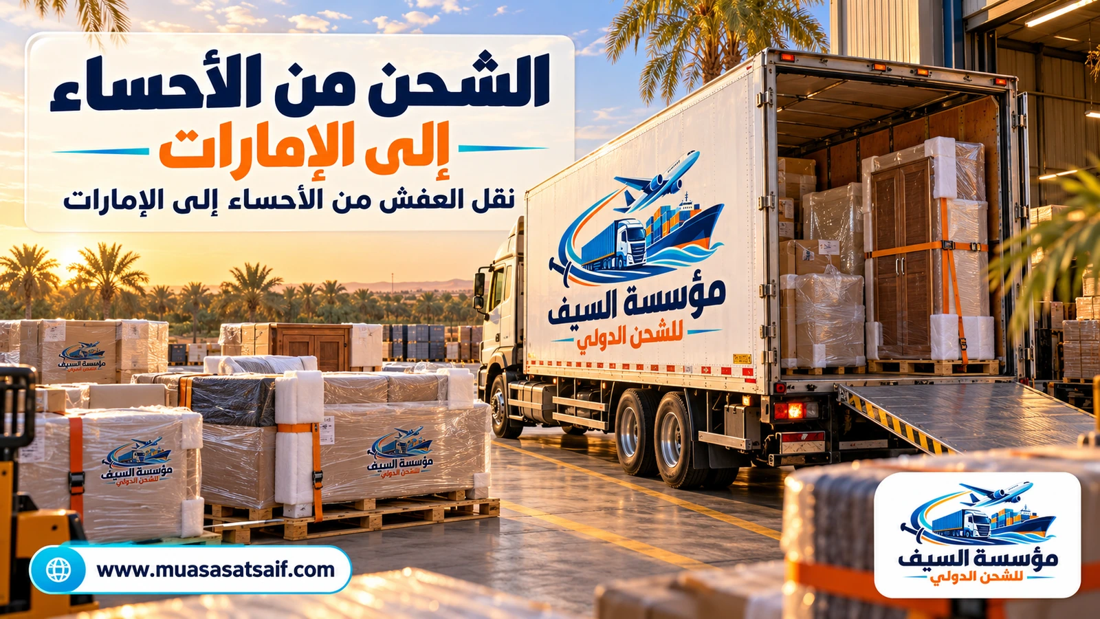 نقل الأثاث من الأحساء إلى الإمارات — مؤسسة السيف