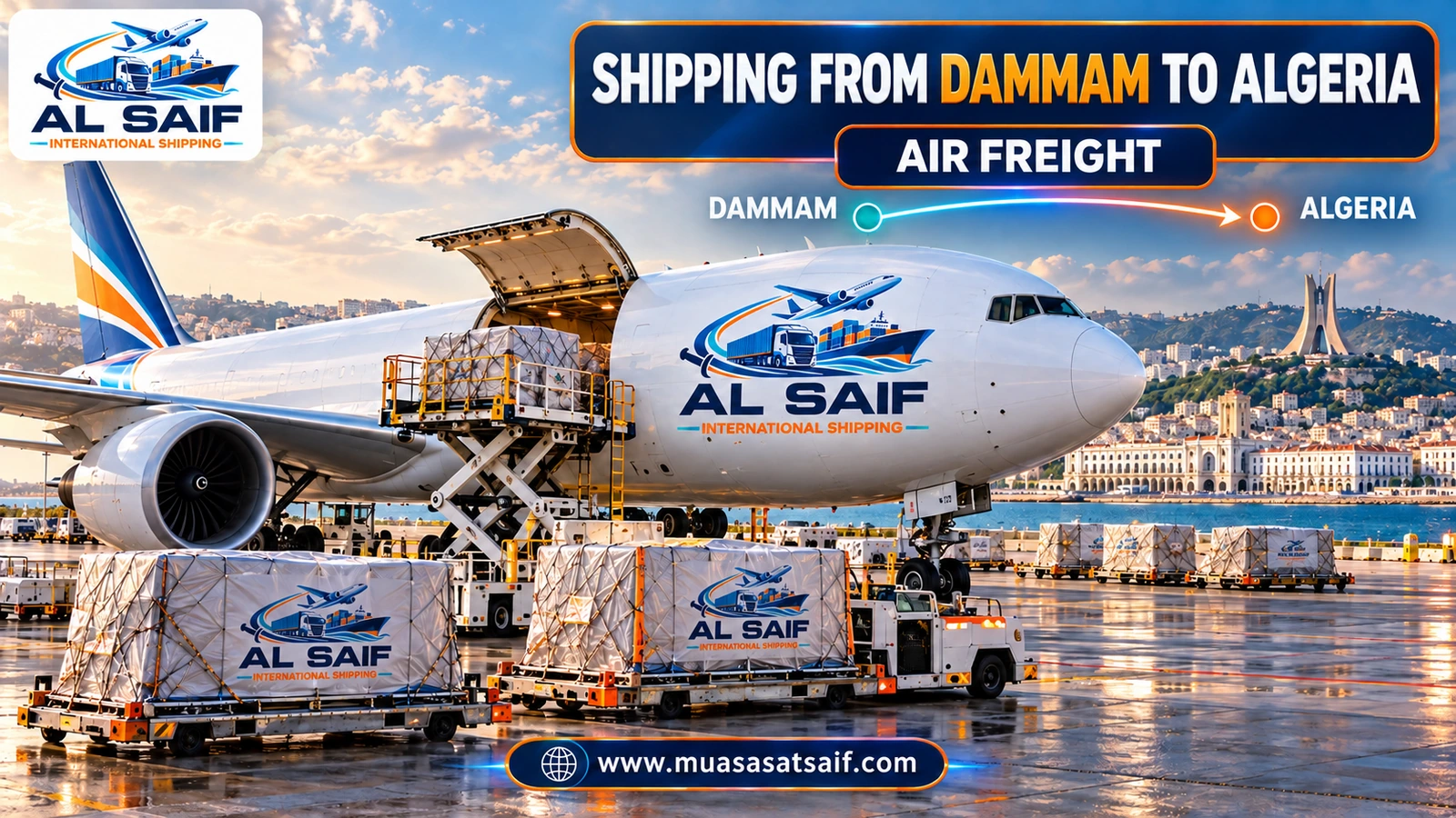 Air freight from King Fahd Airport in Dammam to Houari Boumediene Airport — Al Saif
