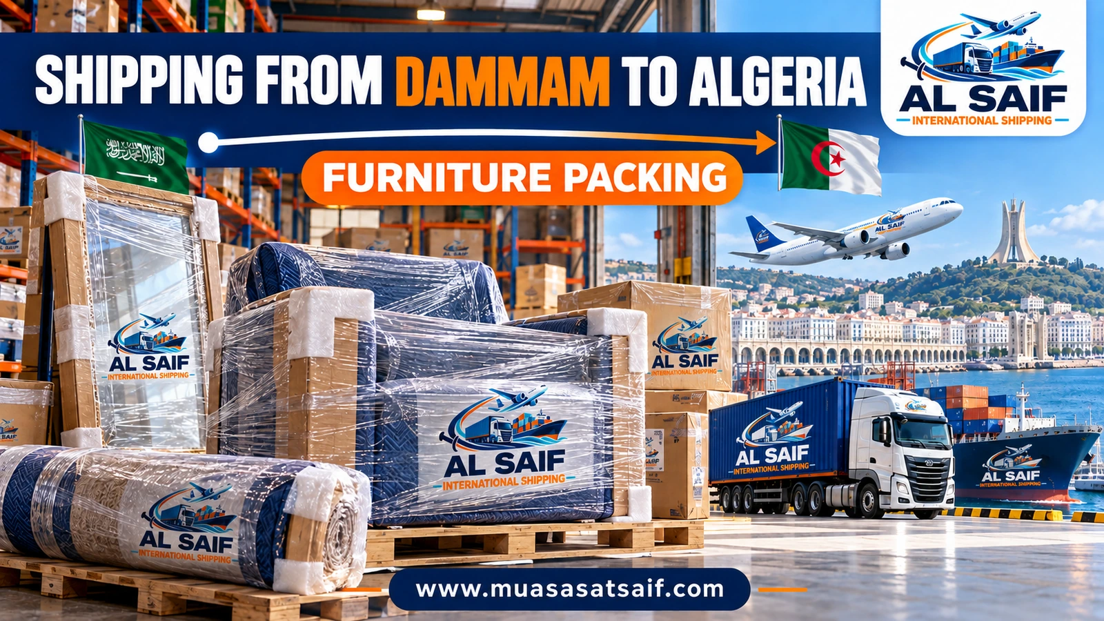 Packing household furniture in Dammam before shipping to Algeria — Al Saif