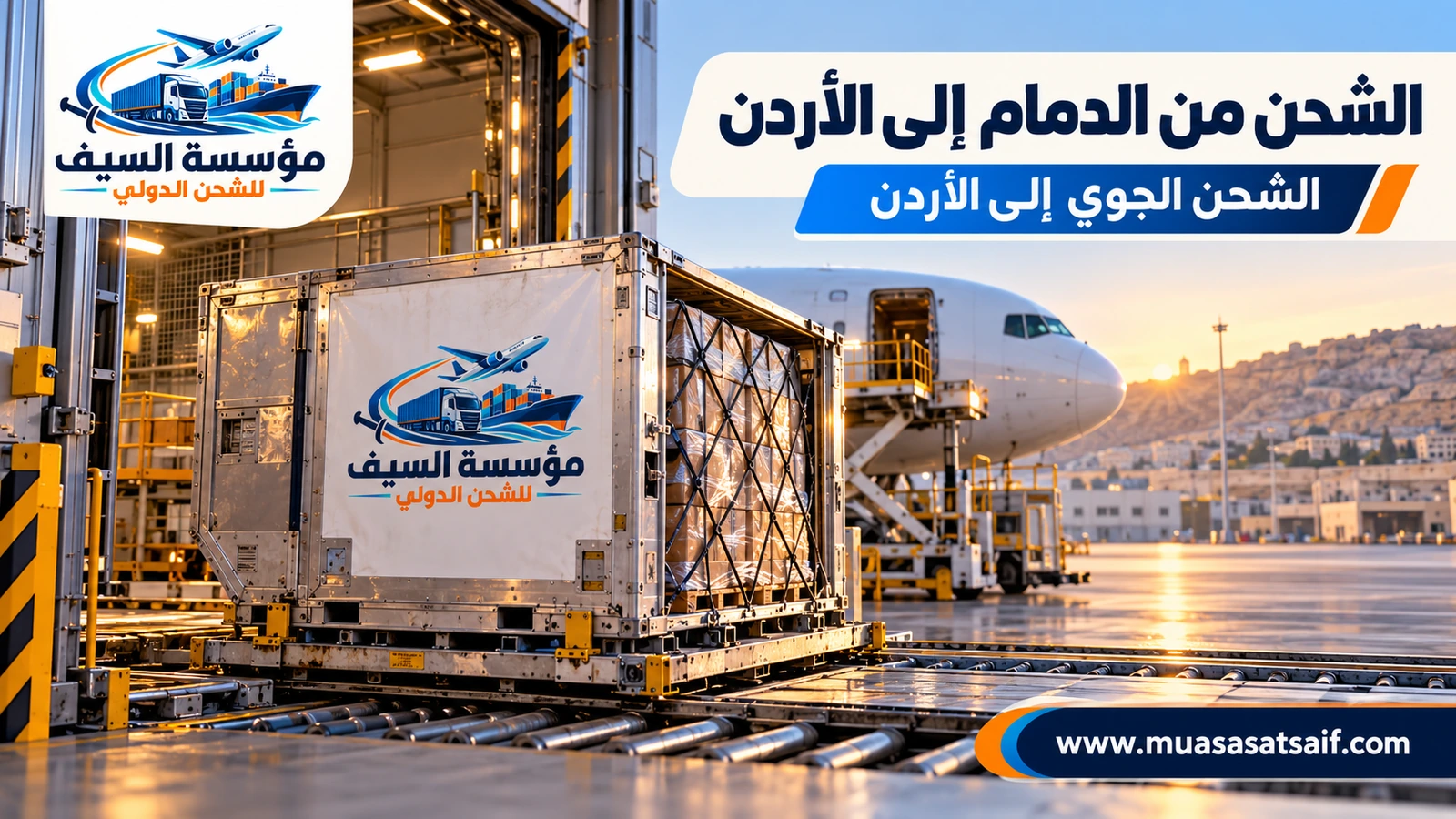 شحن جوي من الدمام إلى مطار الملكة علياء الدولي في عمّان — مؤسسة السيف