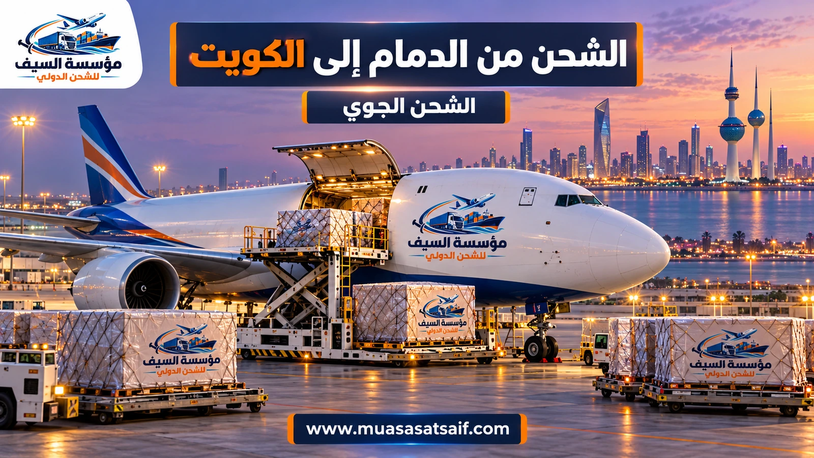 شحن جوي من الدمام إلى مطار الكويت الدولي — مؤسسة السيف