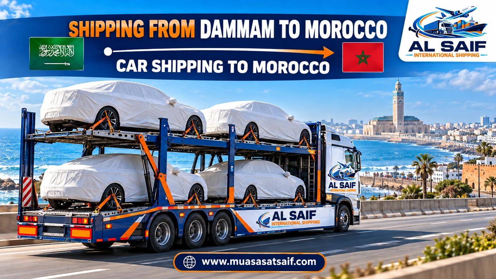Car ready for container loading from Dammam to Morocco — Al Saif
