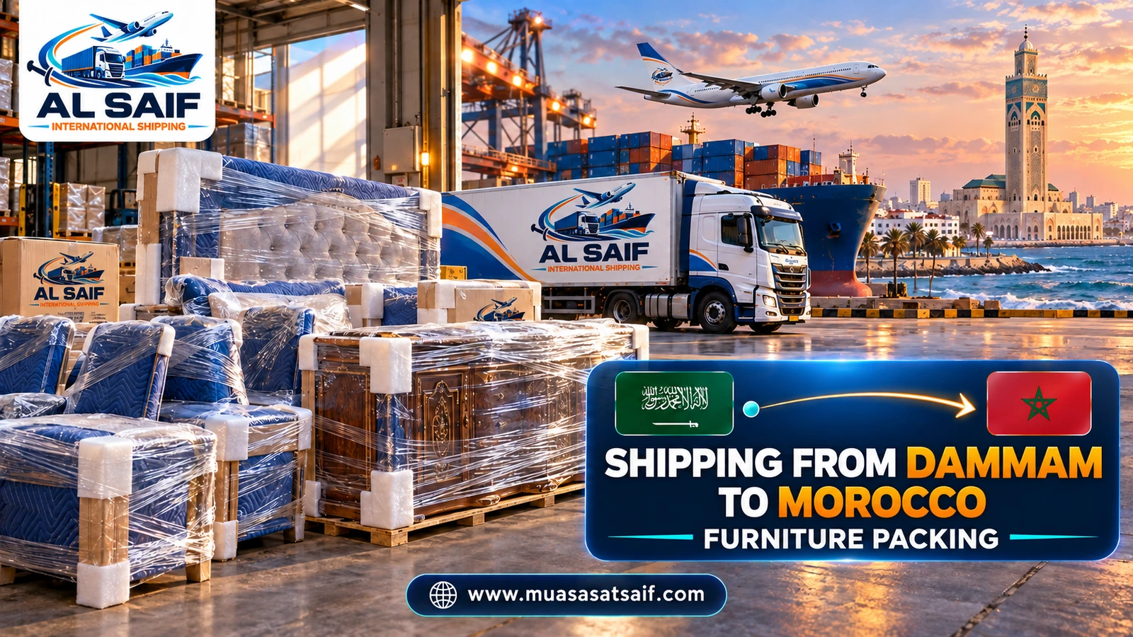 Packing household furniture in Dammam before shipping to Morocco — Al Saif