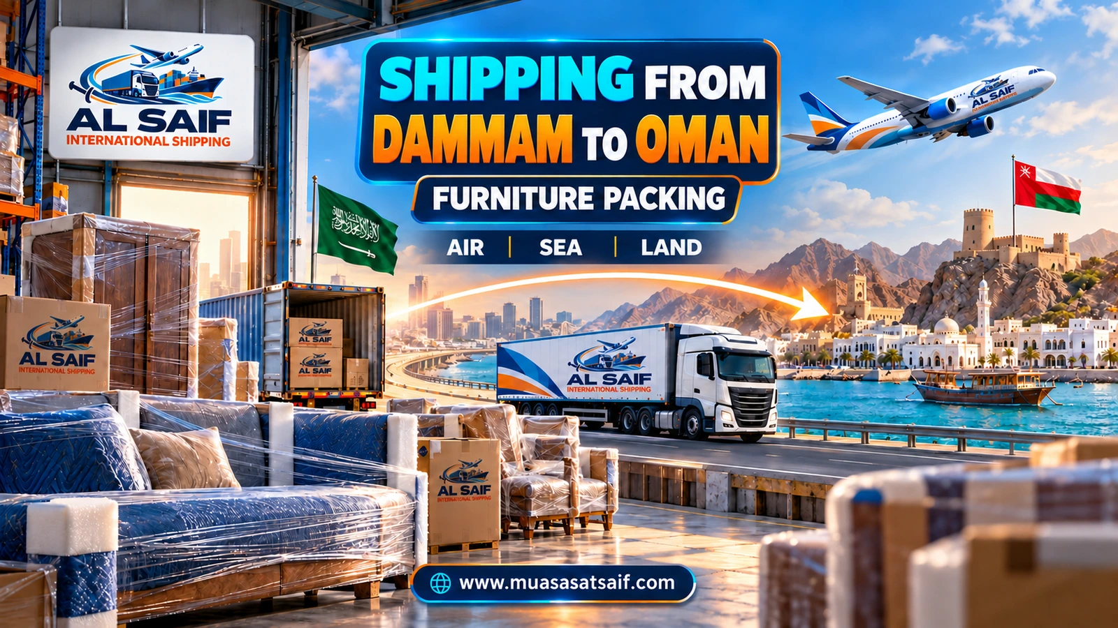 Packing household furniture in Khobar before moving to Oman — Al Saif
