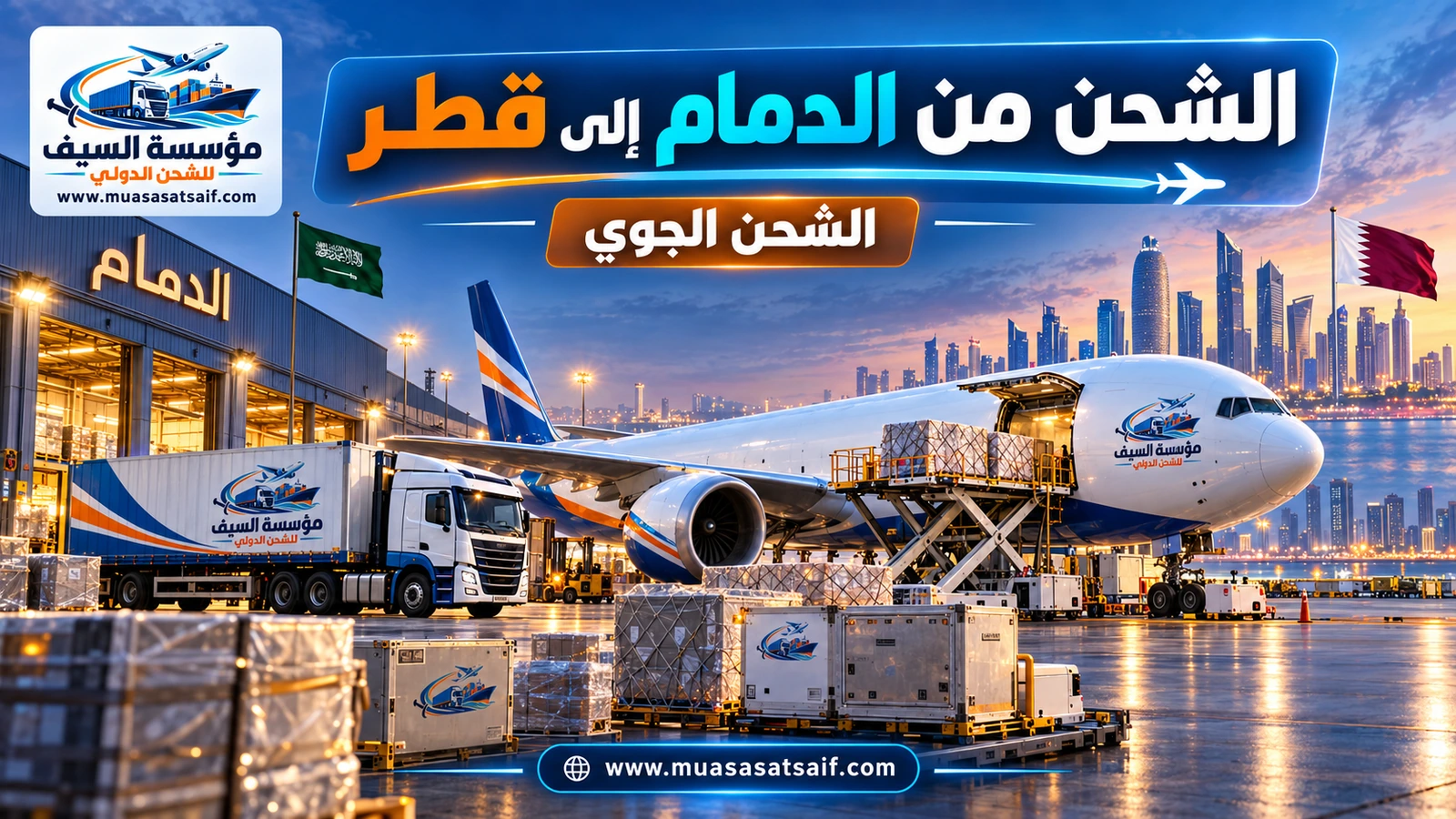 الشحن الجوي من مطار الملك فهد إلى الدوحة — مؤسسة السيف