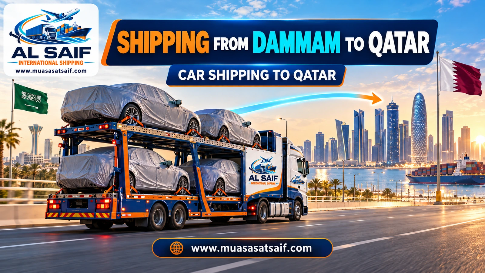 Car shipping from Dammam to Qatar on a carrier — Al Saif