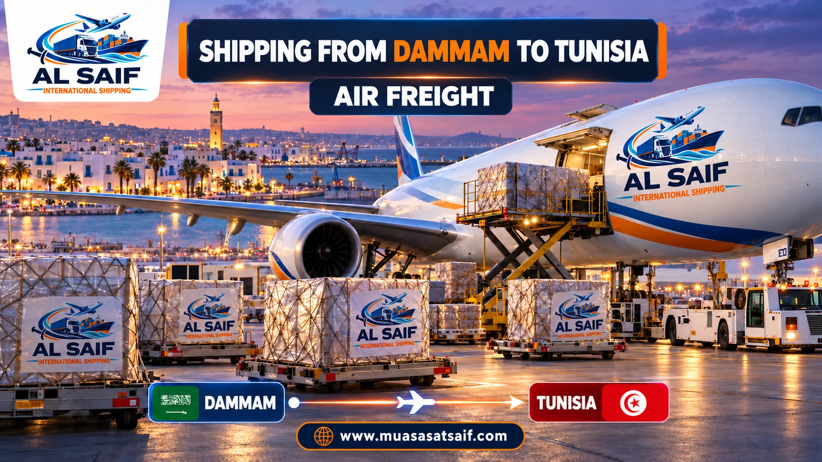 Air freight from King Fahd Airport in Dammam to Tunis–Carthage Airport — Al Saif