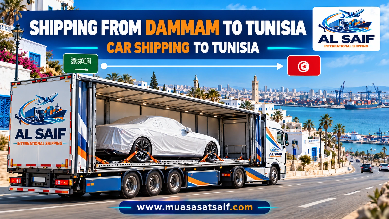 Car shipping from Dammam to Tunisia inside a container — Al Saif
