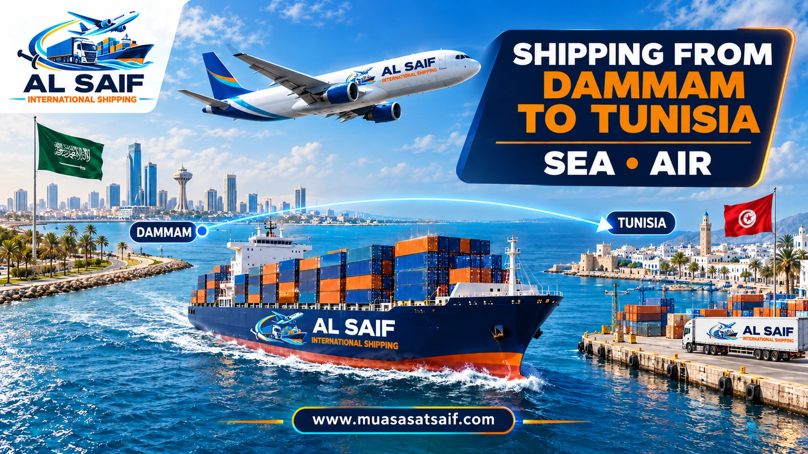 Shipping Company from Dammam to Tunisia | Household Goods, Car Shipping & Air Freight to Tunisia