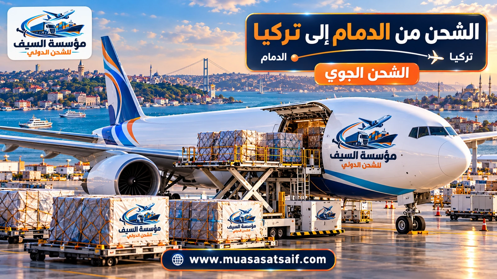 شحن جوي من الدمام إلى مطار إسطنبول — مؤسسة السيف