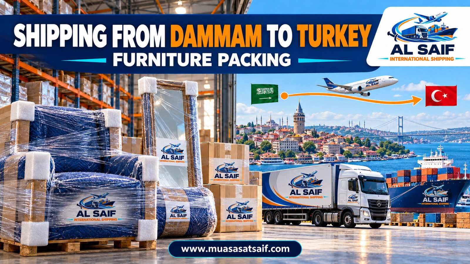 Packing household furniture in Dammam before shipping it to Turkey — Al Saif