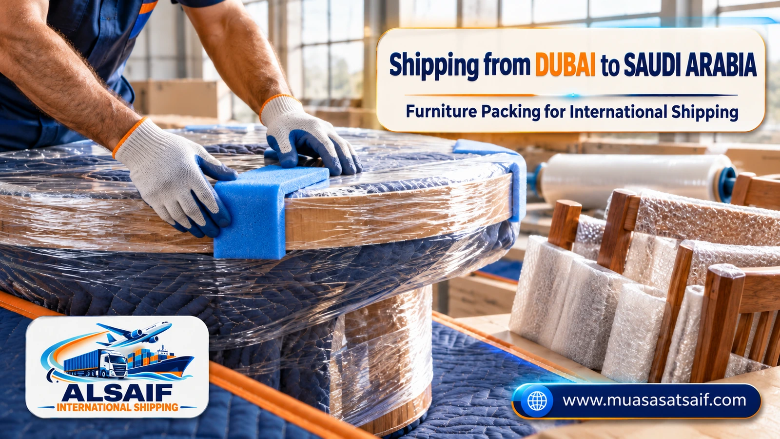 Packing furniture in Dubai before shipping to Saudi Arabia — Al Saif