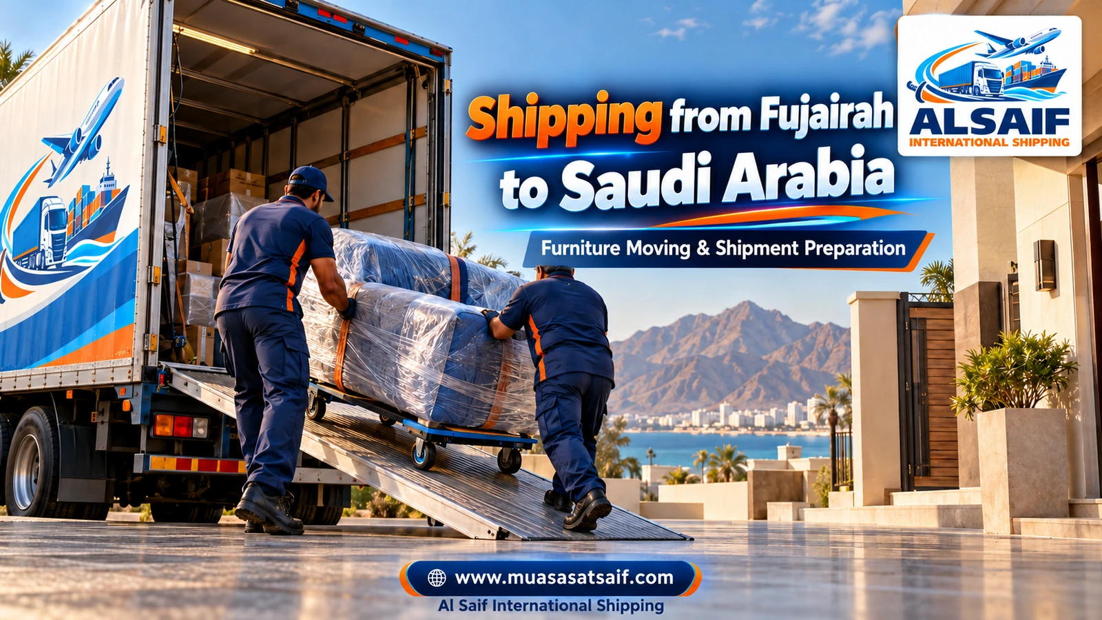 Moving furniture from Fujairah to Saudi Arabia in a closed truck — Al Saif