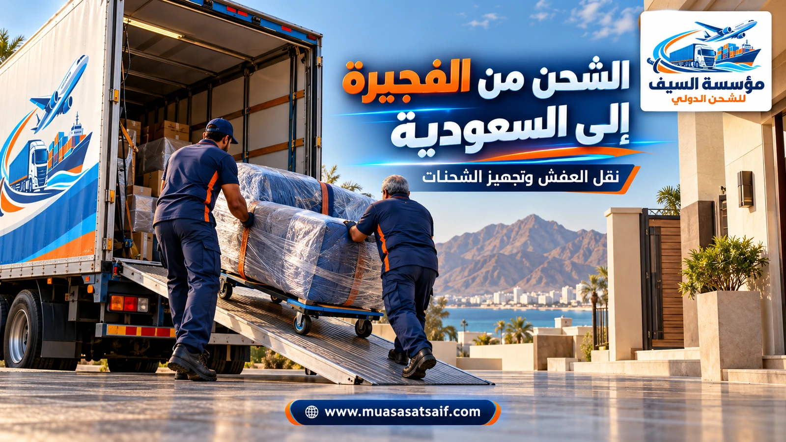 نقل الأثاث من الفجيرة إلى السعودية بشاحنة مغلقة — مؤسسة السيف
