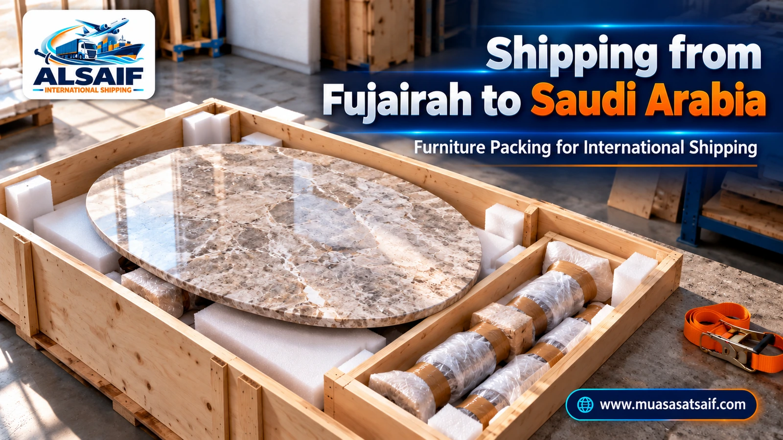 Packing furniture before shipping from Fujairah to Saudi Arabia — Al Saif