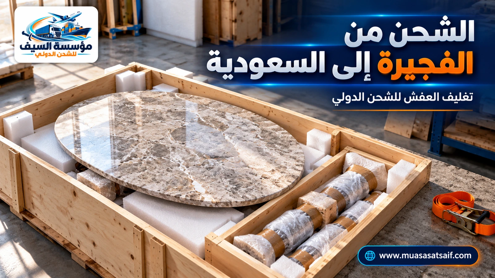 تغليف الأثاث قبل الشحن من الفجيرة إلى السعودية — مؤسسة السيف