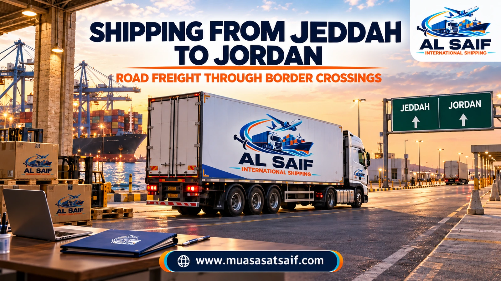 Road freight from Jeddah to Jordan through the Halat Ammar crossing — Al Saif