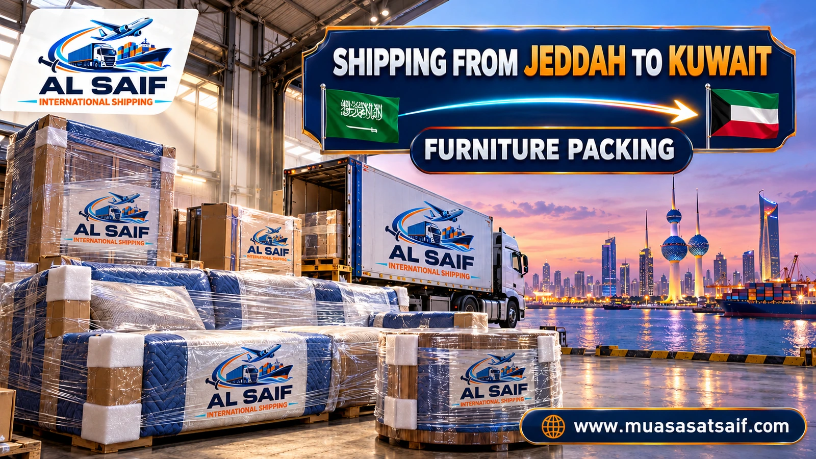 Moisture-resistant packing of Jeddah furniture before shipping to Kuwait — Al Saif