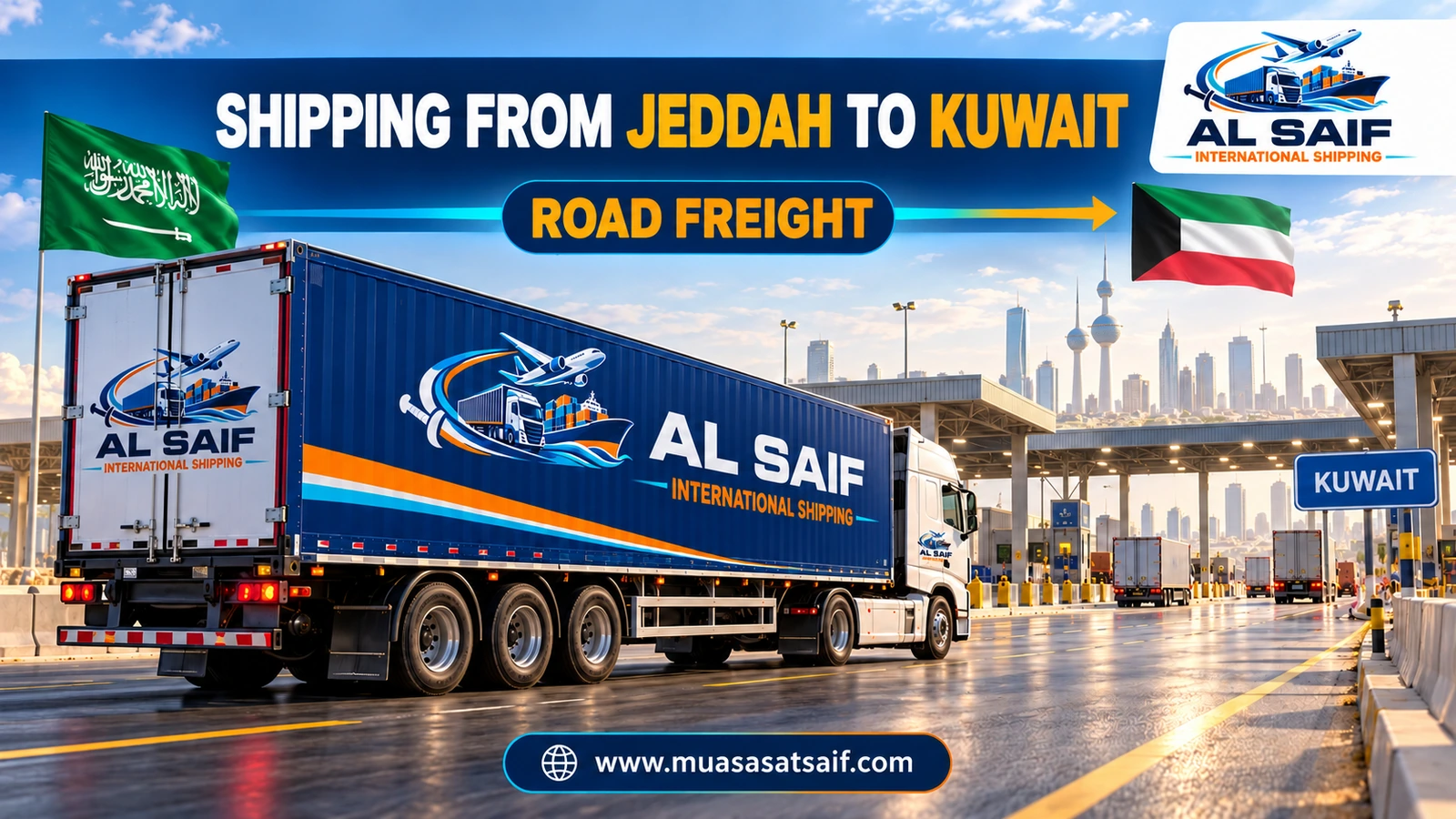 Road freight from Jeddah to Kuwait via the Ruqi and Salmi crossings — Al Saif