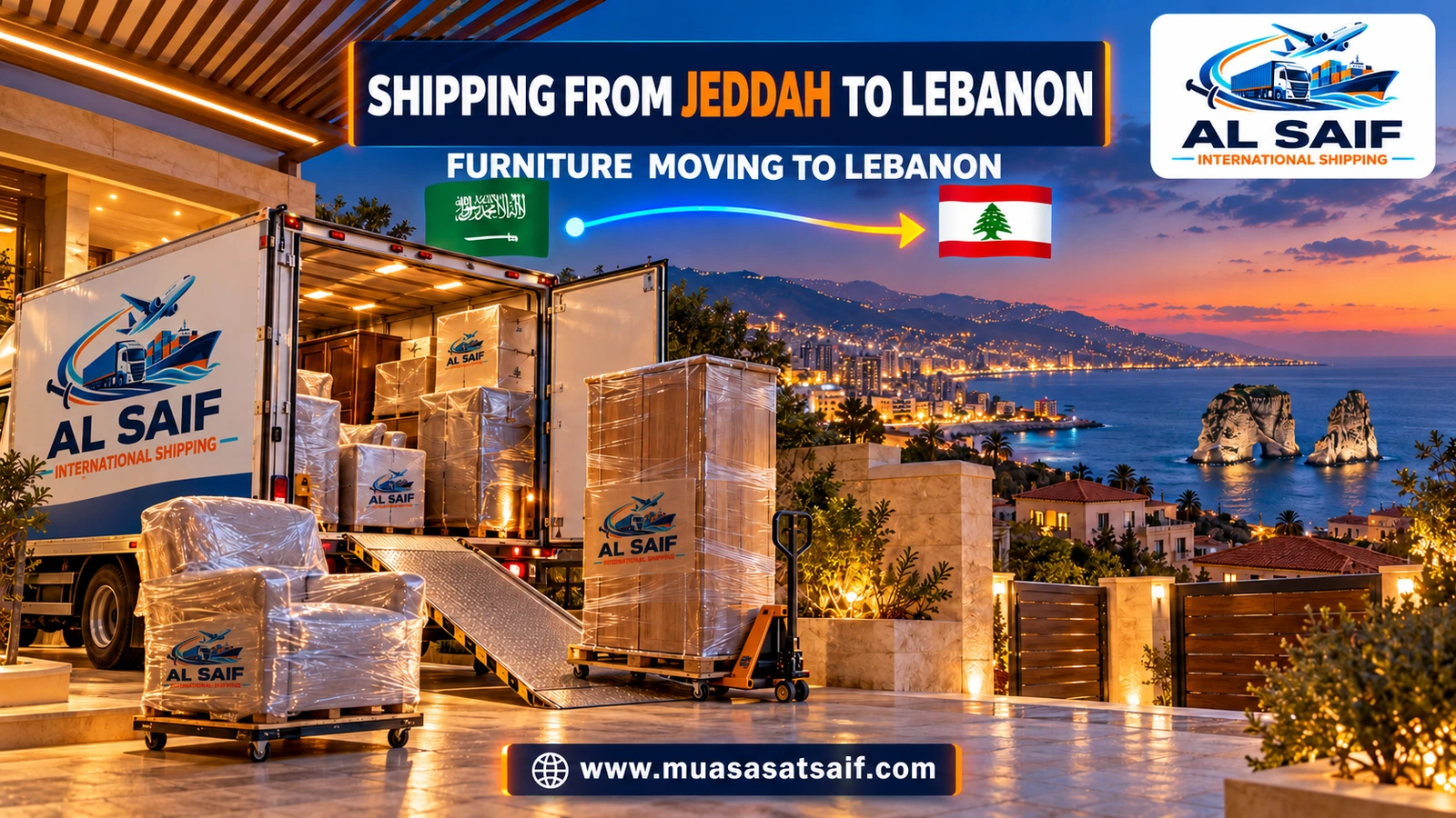 Loading Jeddah furniture onto a truck bound for Lebanon — Al Saif