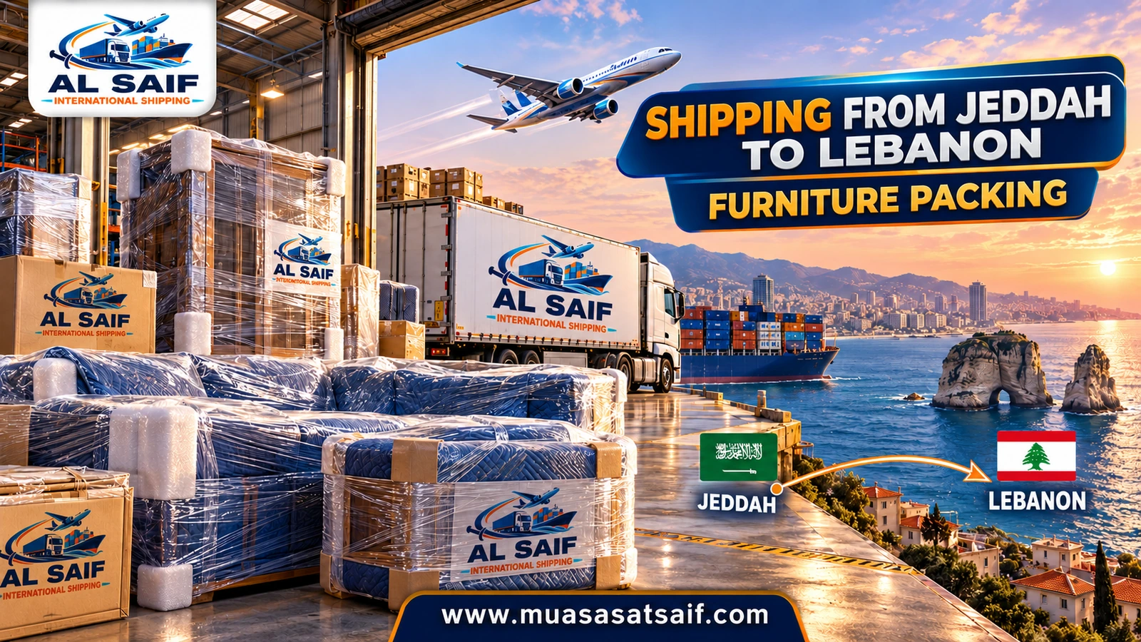 Packing a Jeddah home’s furniture before shipping to Lebanon — Al Saif