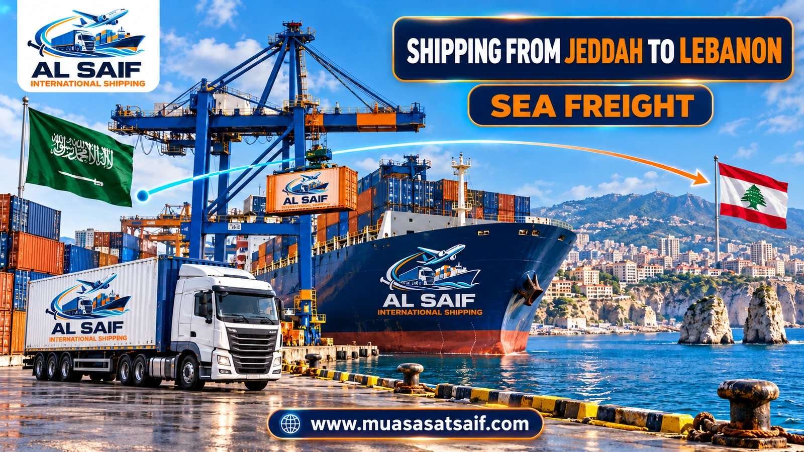 A furniture container from Jeddah Islamic Port to Beirut port — Al Saif