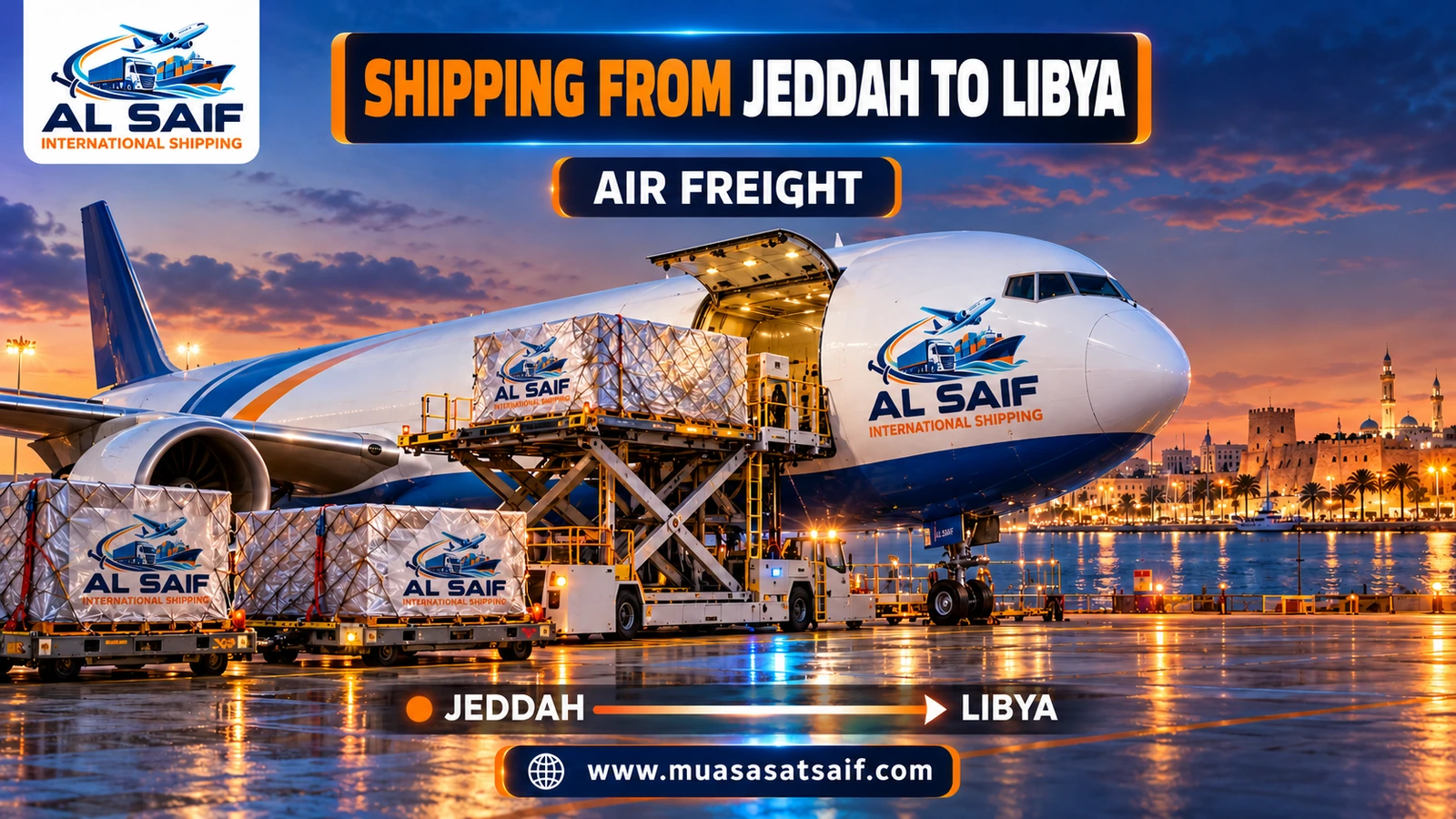 Air freight from King Abdulaziz Airport in Jeddah to Benina Airport in Benghazi — Al Saif