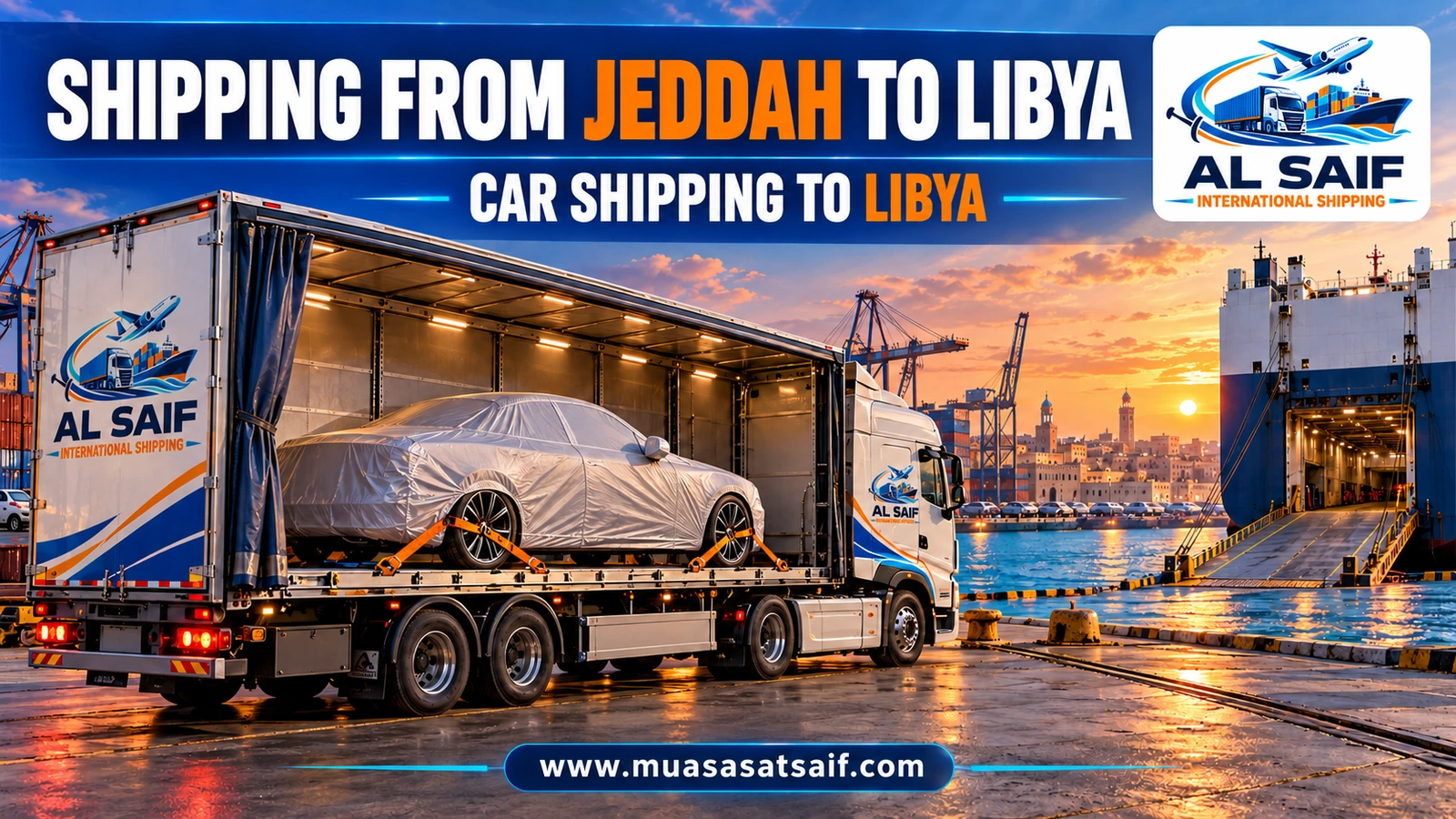 Car shipping from Jeddah to Libya inside a container at Jeddah Islamic Port — Al Saif