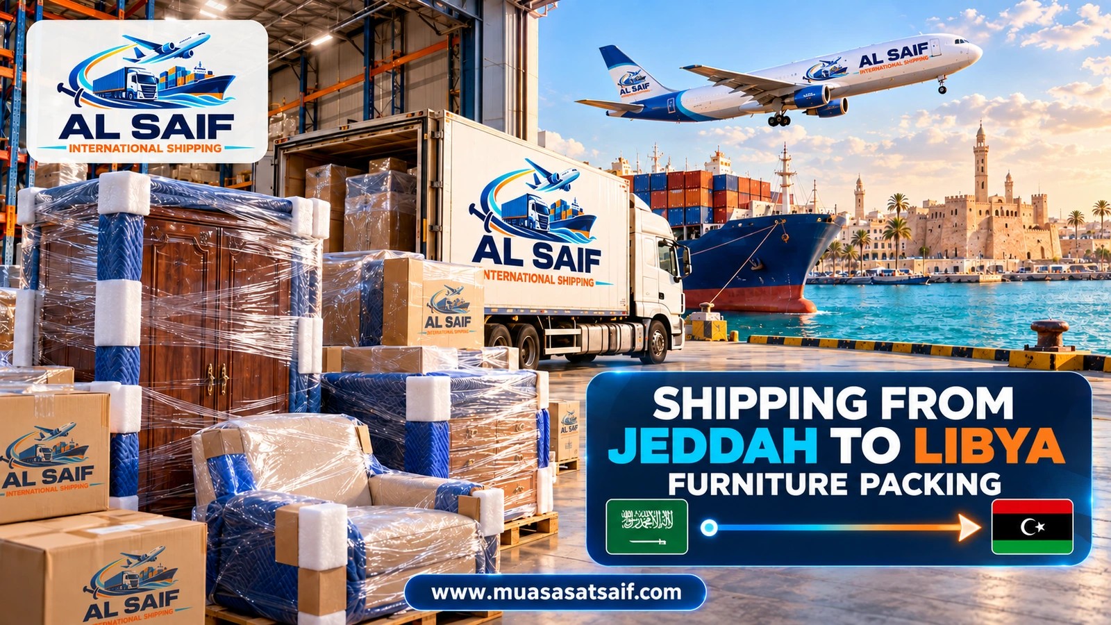 Packing a Jeddah home’s furniture before shipping to Libya — Al Saif