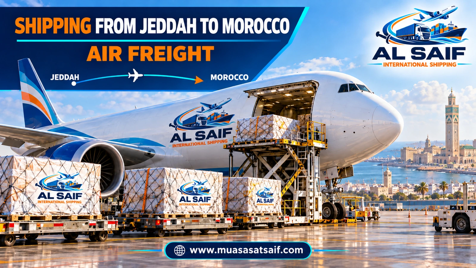 Air freight from King Abdulaziz Airport in Jeddah to Mohammed V Airport in Casablanca — Al Saif