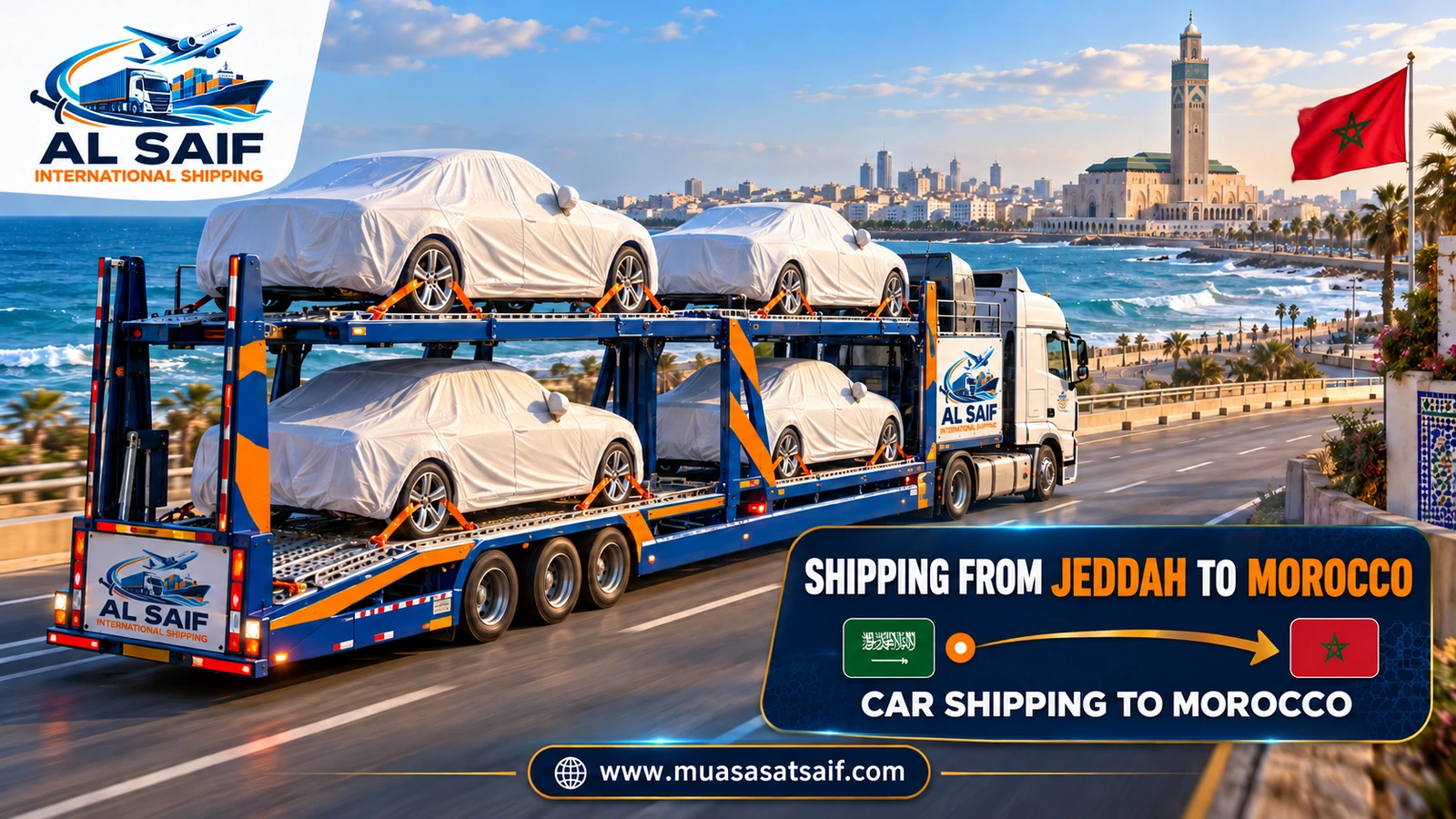 Car shipping from Jeddah to Morocco inside a container — Al Saif