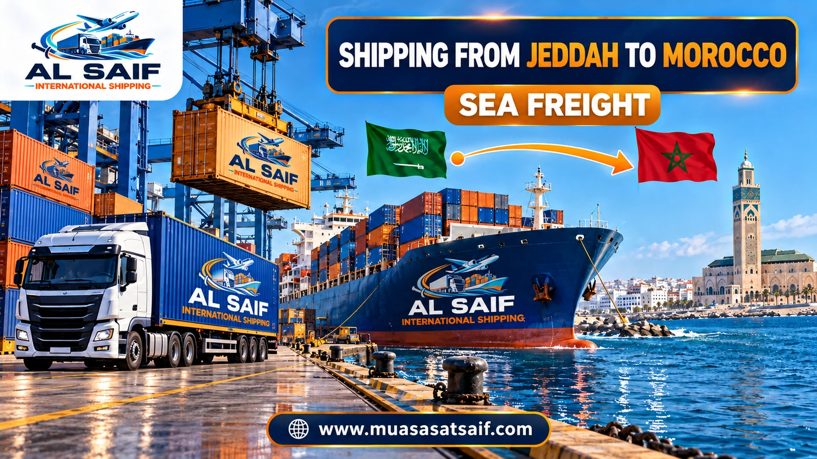 A furniture container from Jeddah Islamic Port to Tanger Med and Casablanca — Al Saif