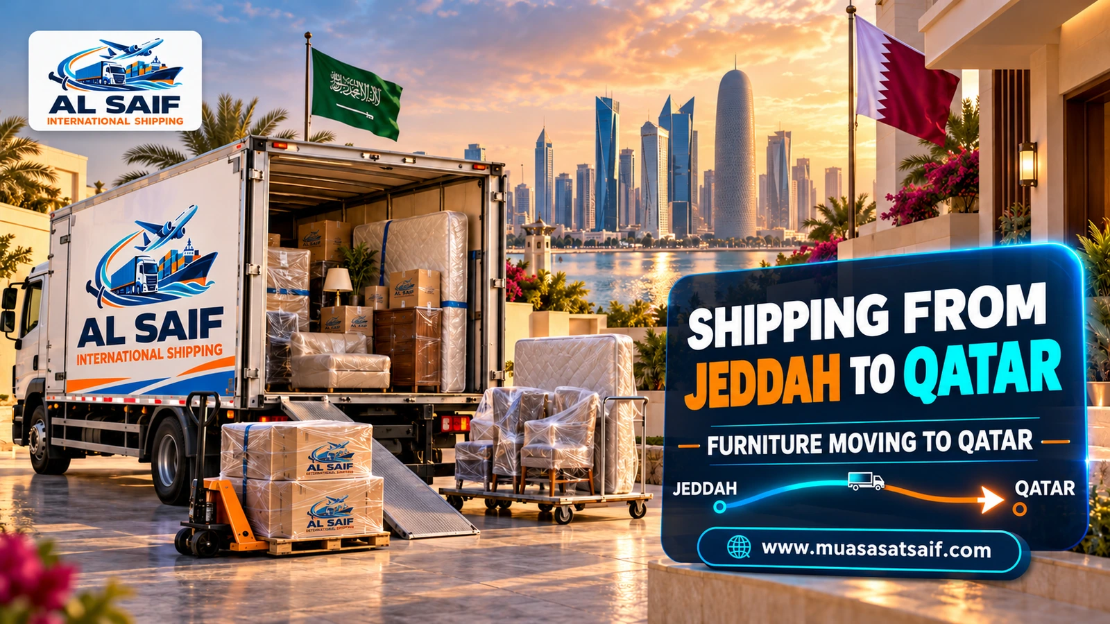 Furniture moving from Jeddah to Doha — Al Saif