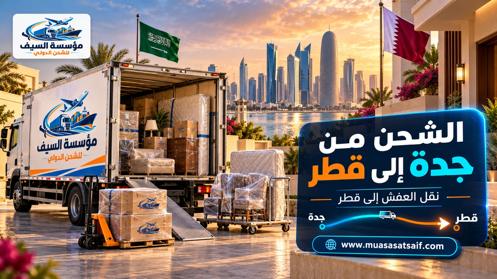 نقل الأثاث من جدة إلى الدوحة — مؤسسة السيف