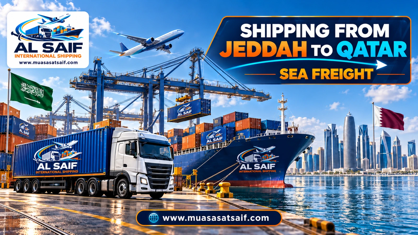 Commercial containers via Dammam port to Hamad Port — Al Saif