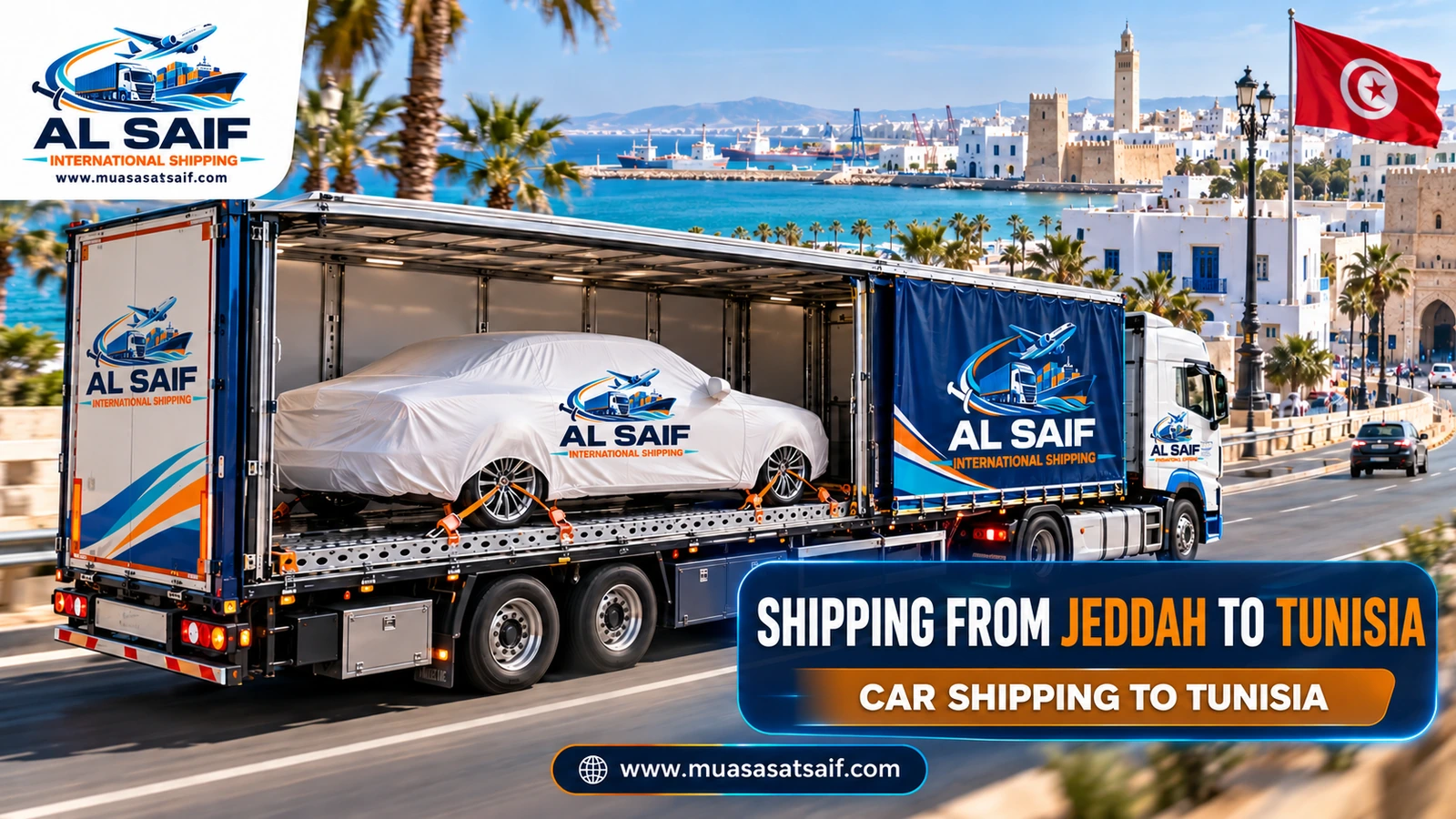 Car shipping from Jeddah to Tunisia inside a container — Al Saif