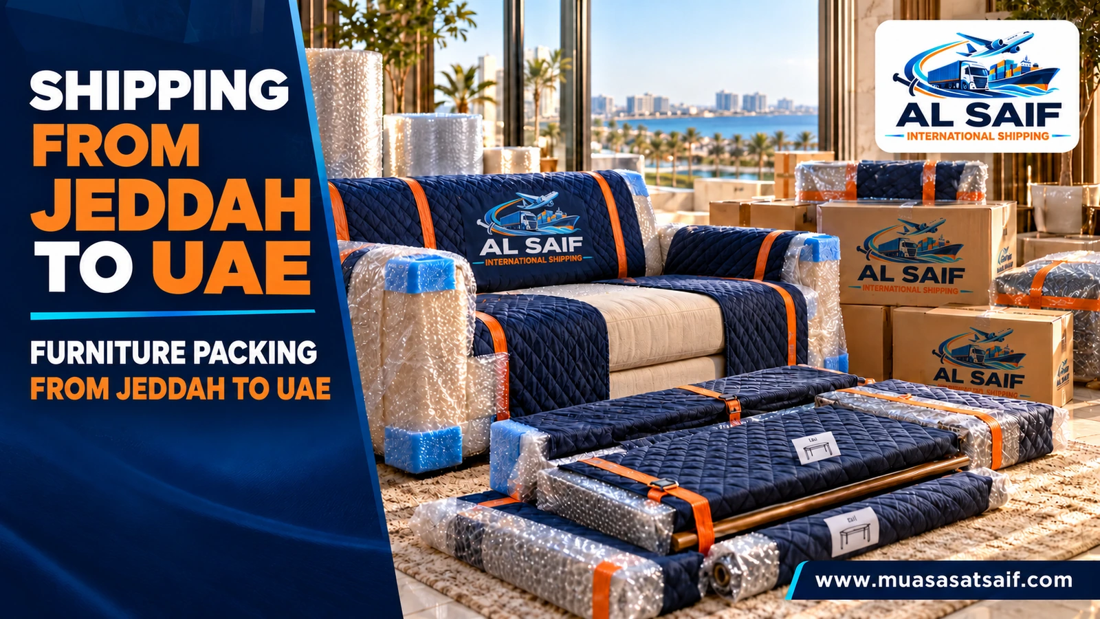 Packing furniture in Jeddah before shipping to the UAE — Al Saif