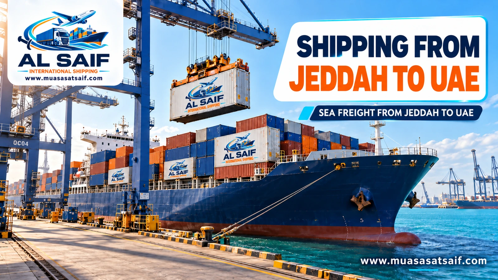 Sea freight from Jeddah port to Jebel Ali — Al Saif