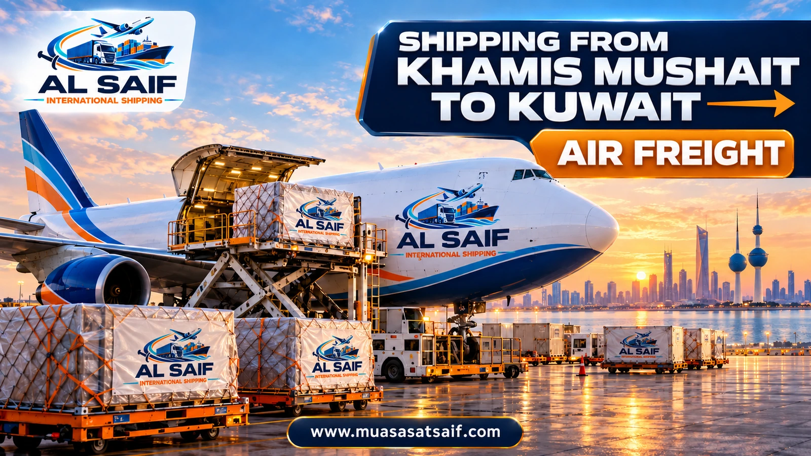 Air freight from Khamis Mushait via Abha Airport to Kuwait International Airport — Al Saif