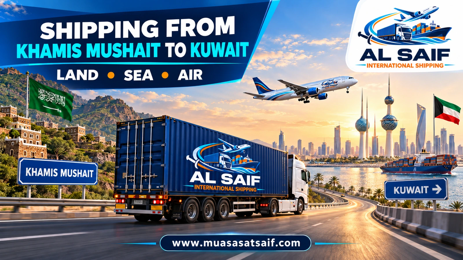 Shipping Company from Khamis Mushait to Kuwait | Household Moving, Parcels & Car Shipping to Kuwait City