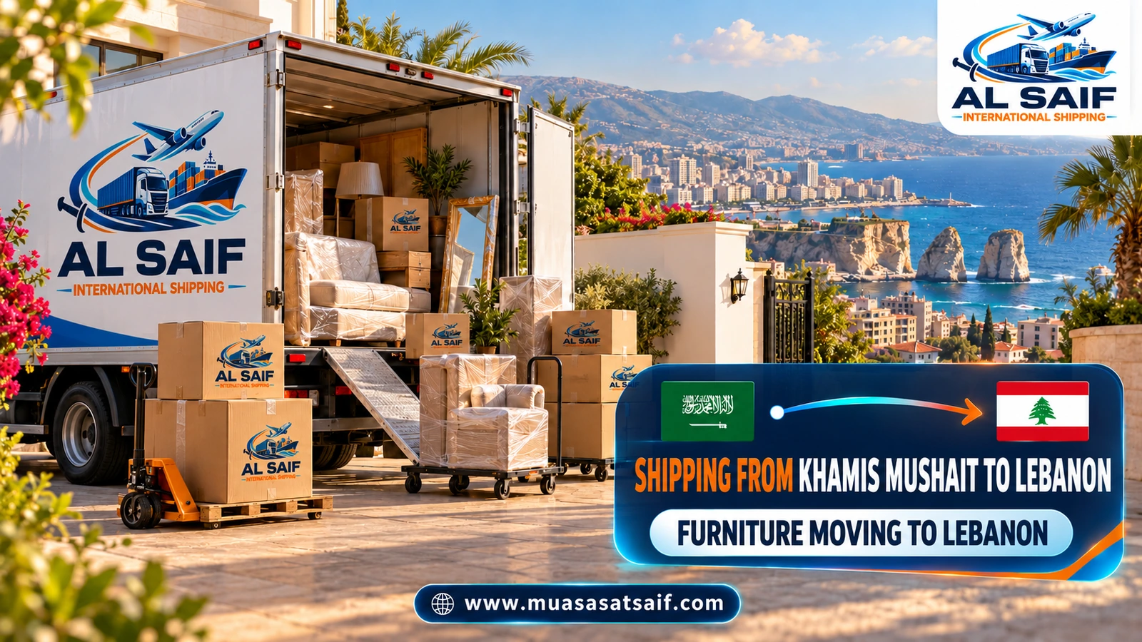 Loading furniture from Khamis Mushait onto a truck bound for Lebanon — Al Saif