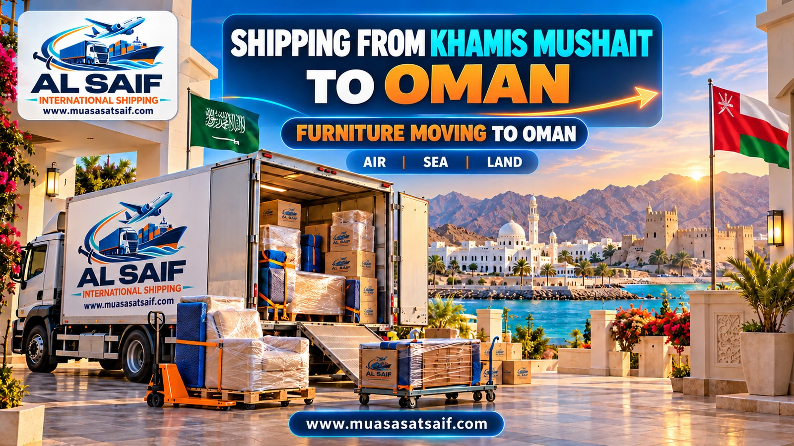 Loading furniture in Khamis Mushait onto a truck bound for Muscat — Al Saif