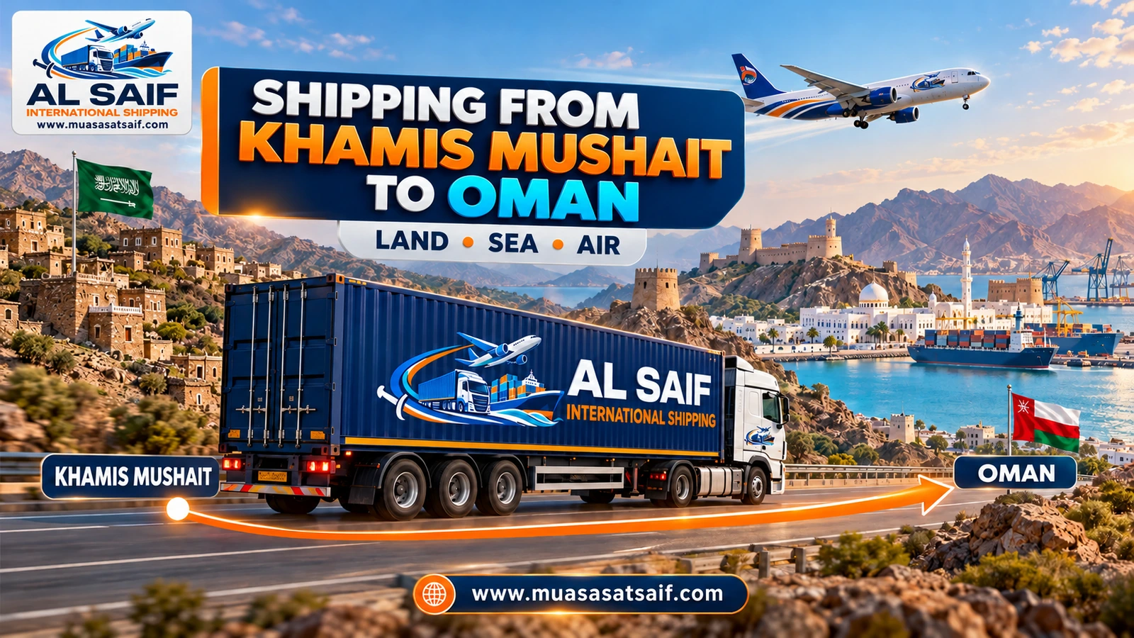 Shipping Company from Khamis Mushait to Oman | Belongings, Boxes & Car Shipping to Muscat