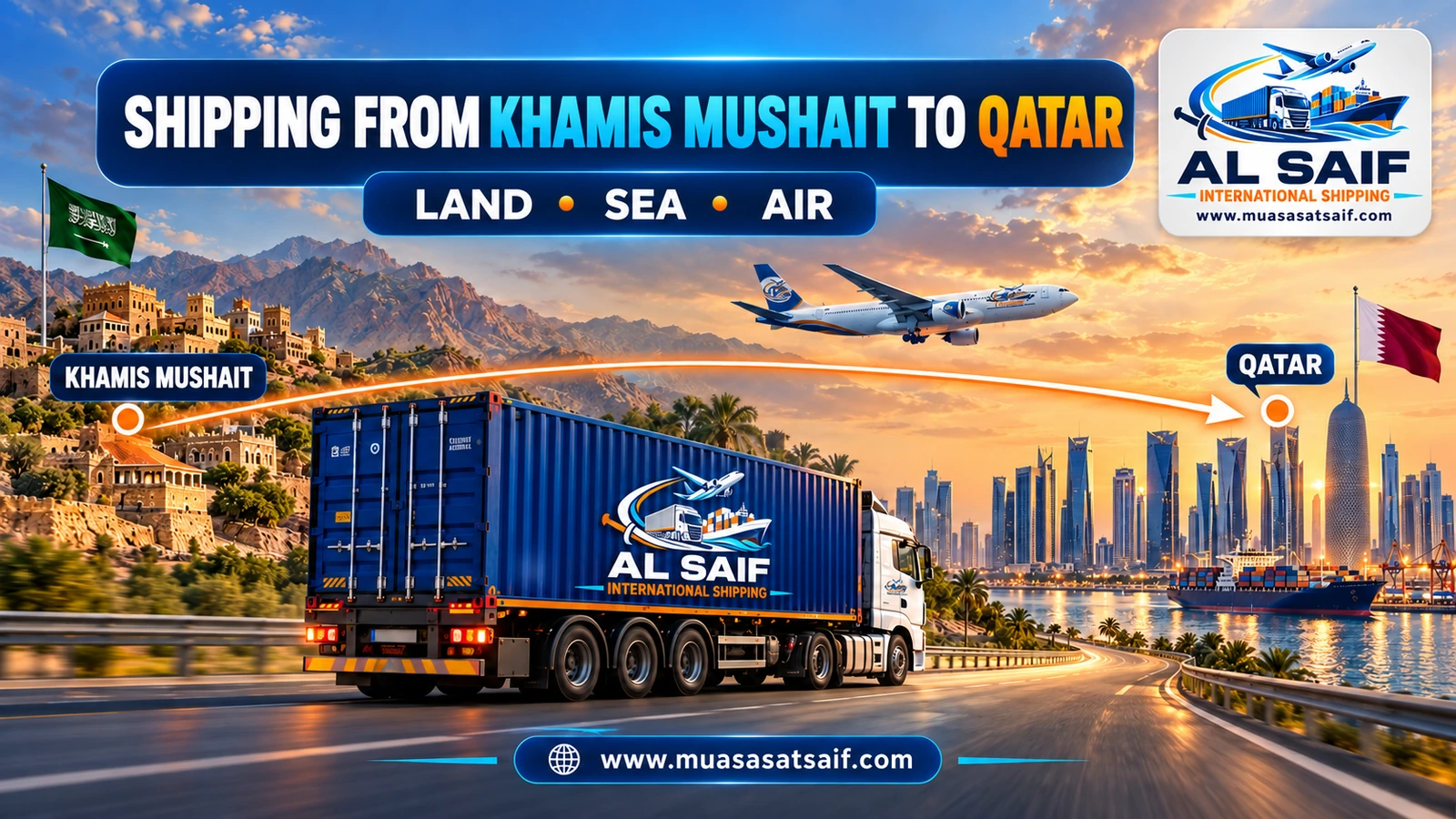Shipping Company from Khamis Mushait to Qatar | Car Shipping, Road & Air Freight from Abha
