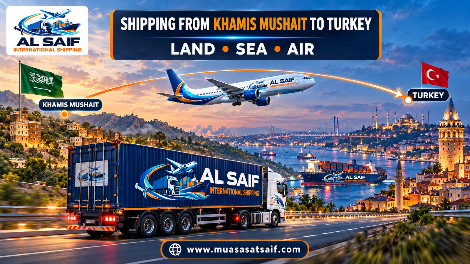 Shipping Company from Khamis Mushait to Turkey | Luggage, Parcels & Car Shipping to Istanbul and Trabzon