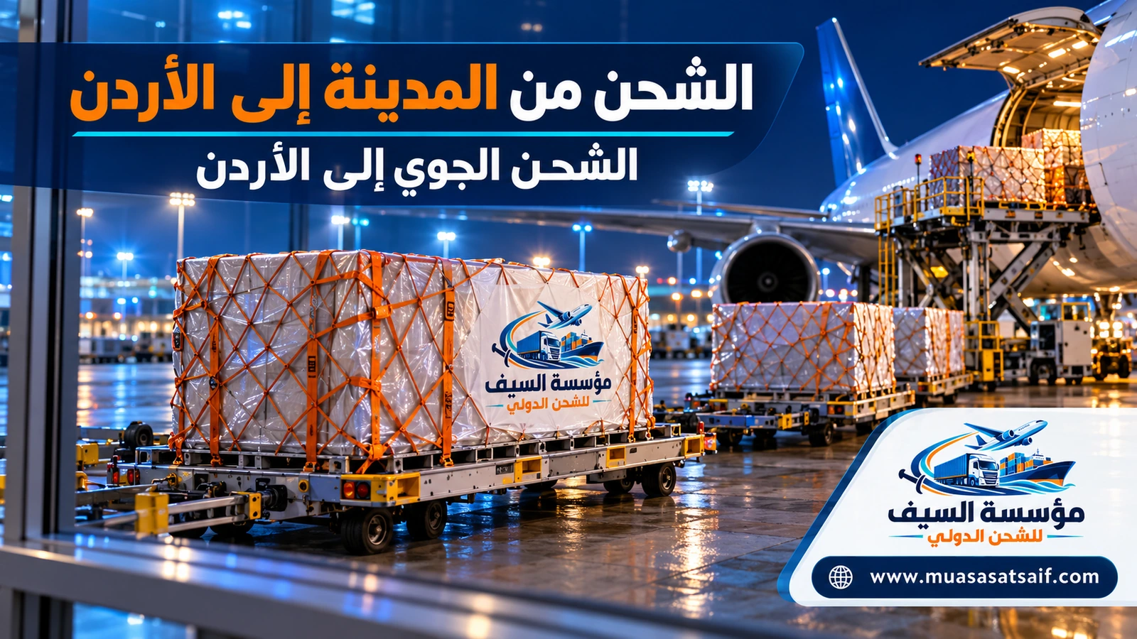 شحن جوي من مطار المدينة المنورة إلى مطار الملكة علياء الدولي — مؤسسة السيف