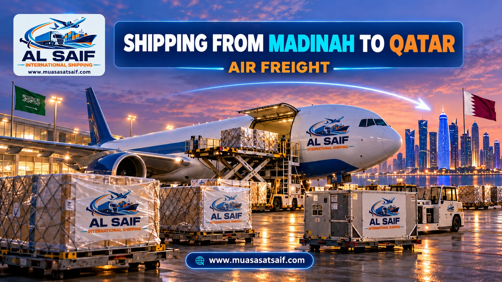 Air freight from Madinah to Hamad International Airport, Doha — Al Saif