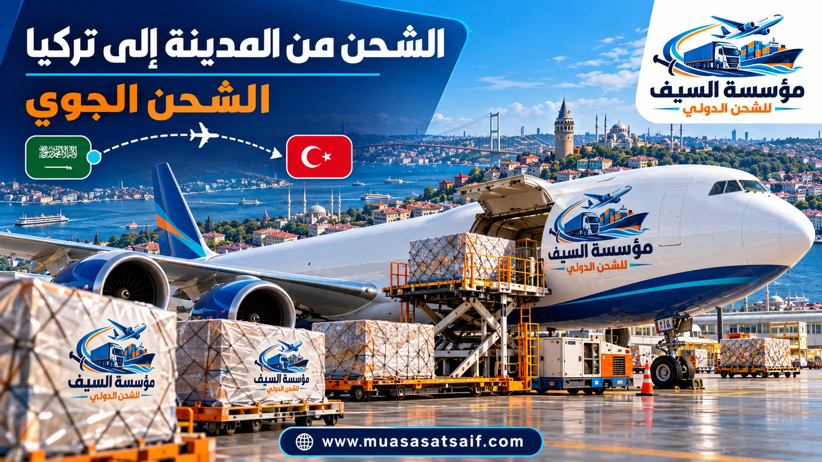 شحن جوي من المدينة المنورة إلى مطار إسطنبول — مؤسسة السيف