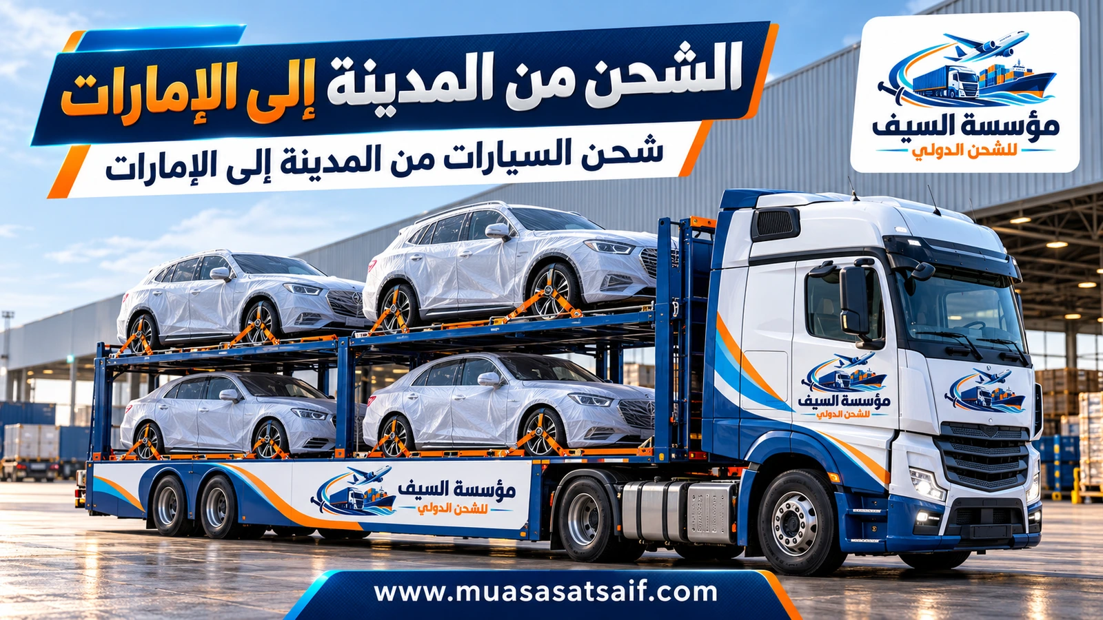 شحن السيارات من المدينة المنورة إلى الإمارات — مؤسسة السيف