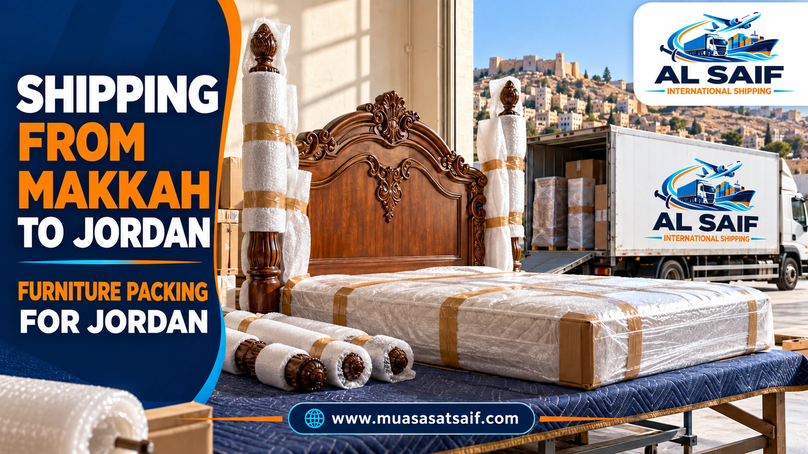 Packing an apartment’s furniture in Makkah before moving it to Jordan — Al Saif